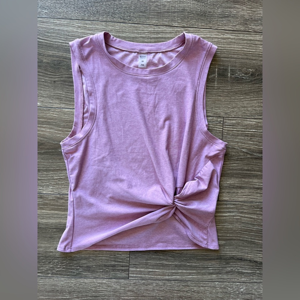 Beyond Yoga Pink Muscle Tee Crop Tie Front